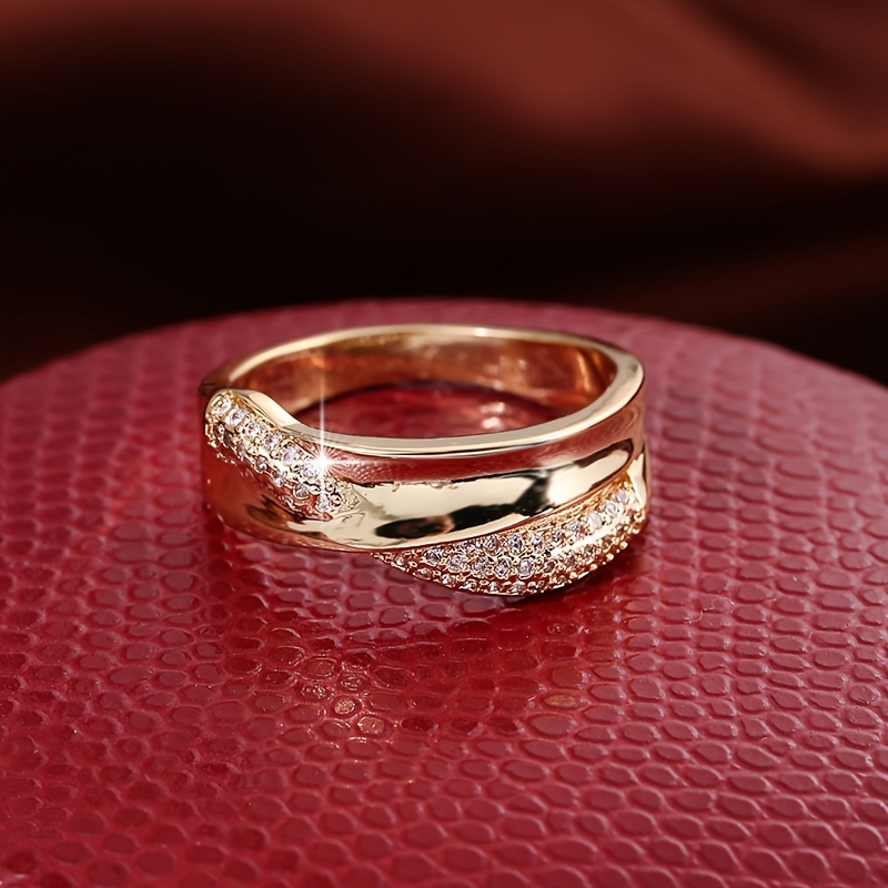 18K Plated Creative Cross Zirconia Ring For Women