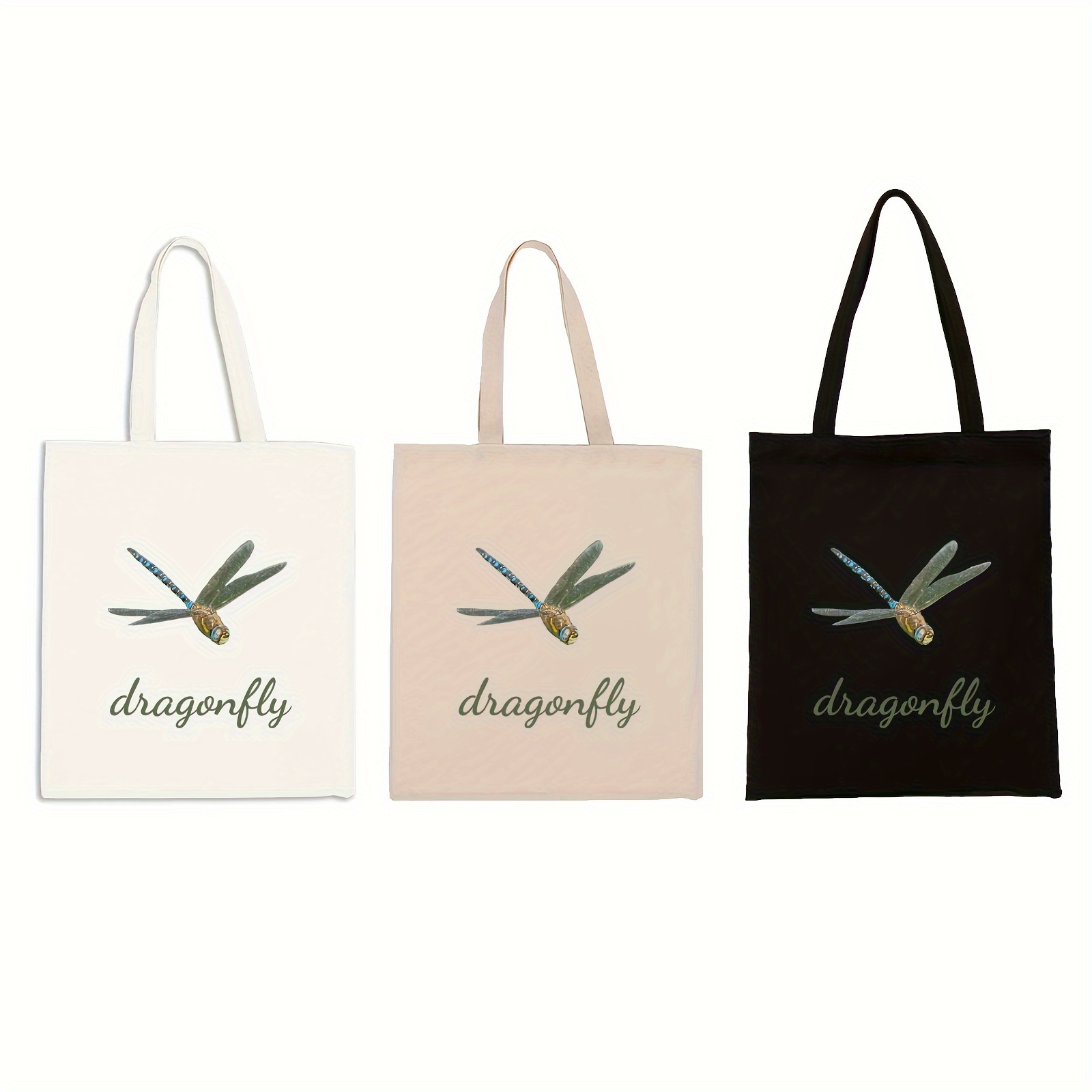 

1/3/9pcs Men's Customized Dragonfly Canvas Bag, Capable For Name And Other Information, Outdoor Shoulder Bag