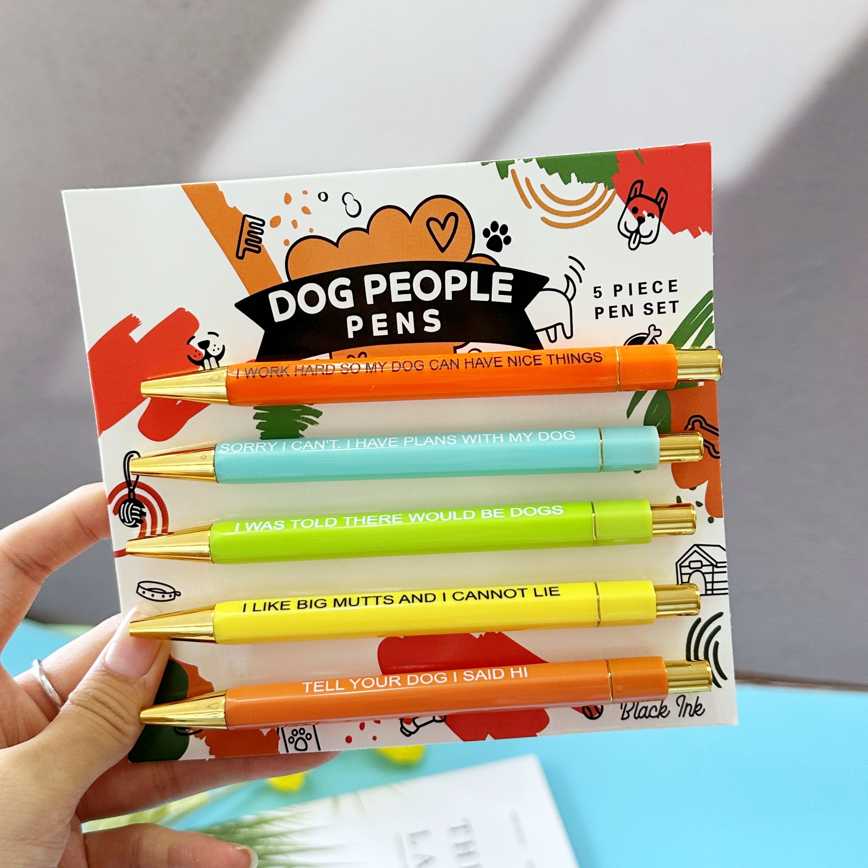 Dog Lovers Press Paper Card Ballpoint Pen Set Funny - Temu