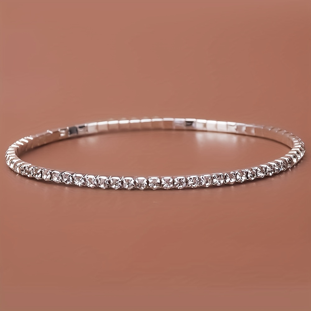 Rhinestone Claw Chain Silver Plated Anklet