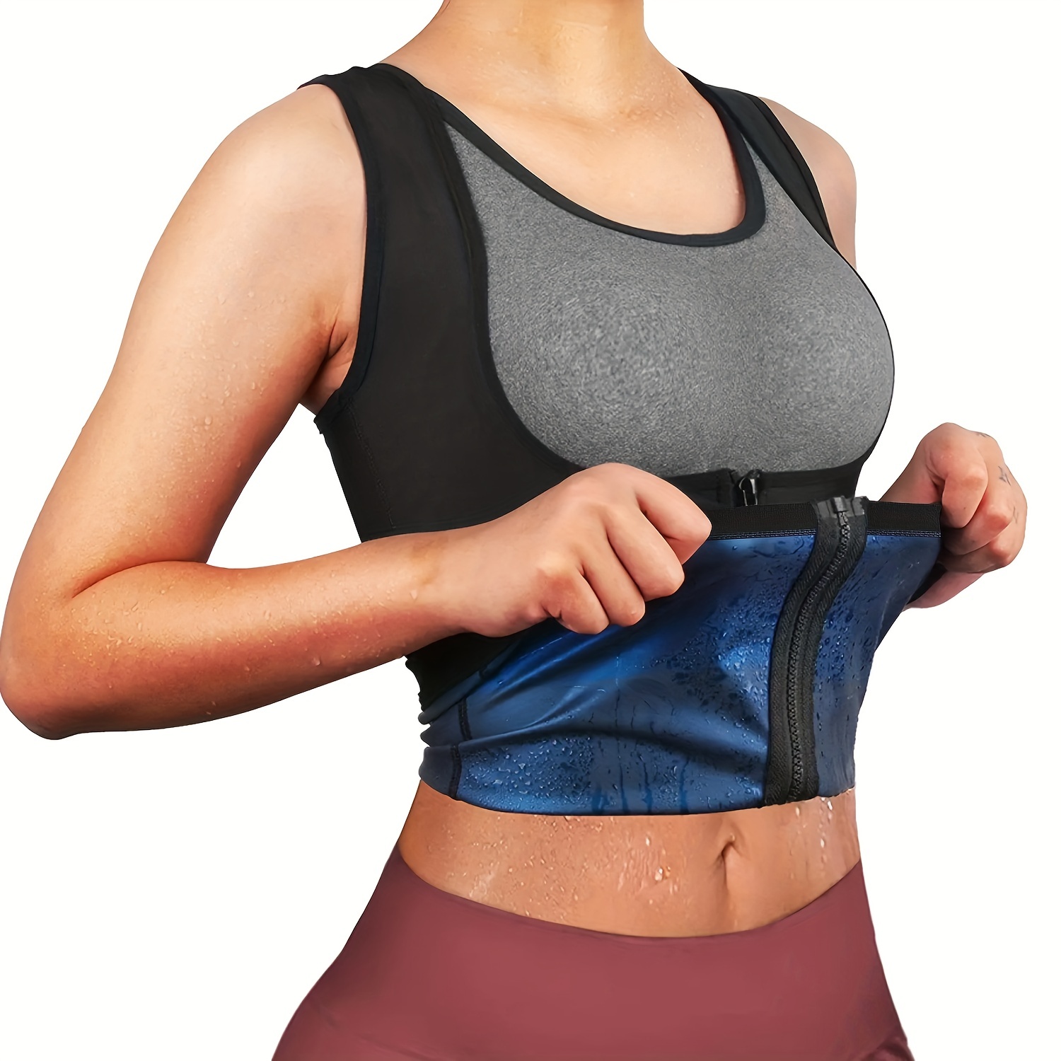 Women's Polymer Sauna Vest Sweat Tank Top Shirts Zipper - Temu