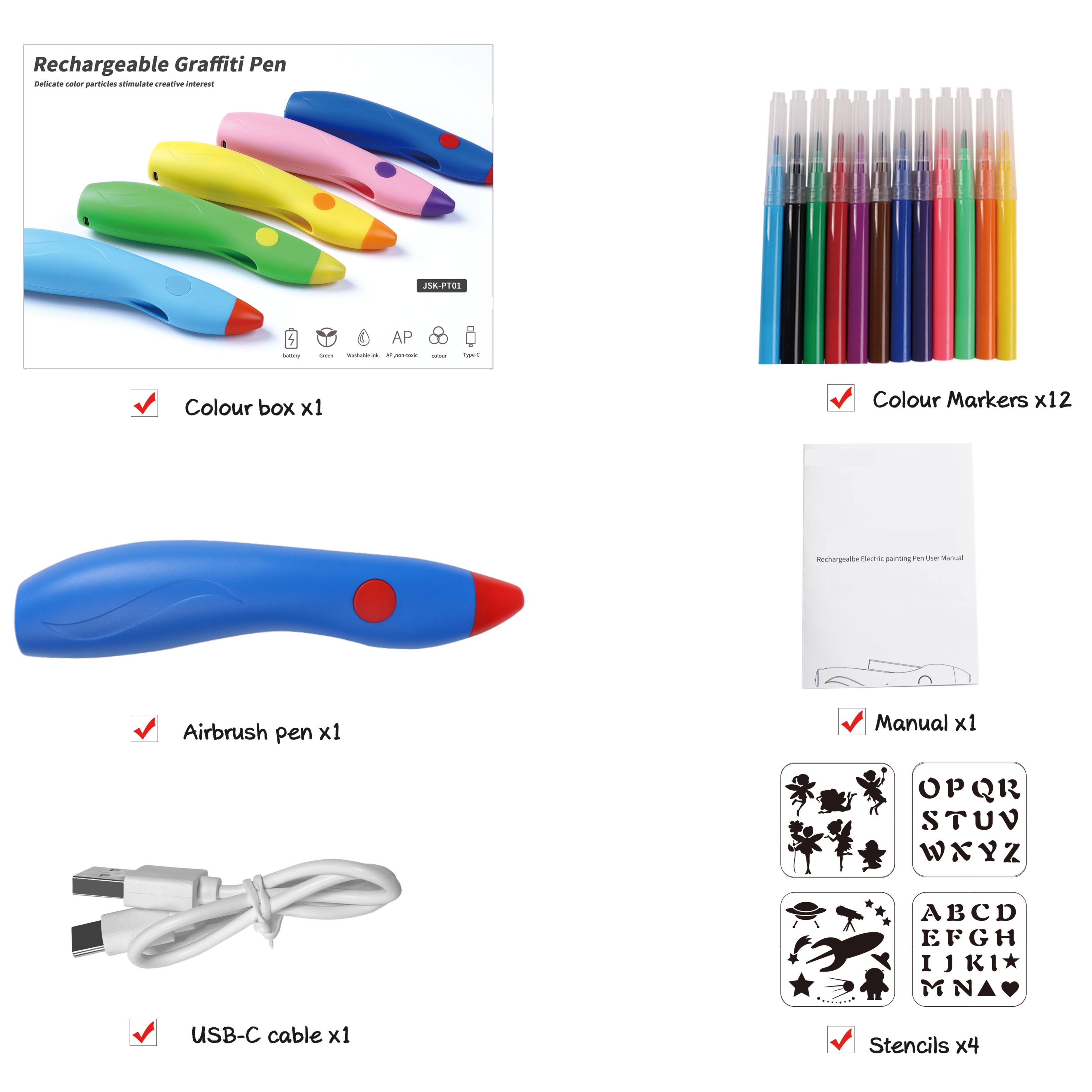 4pcs/set Student 4-color Watercolor Pens Kindergarten Kids Art