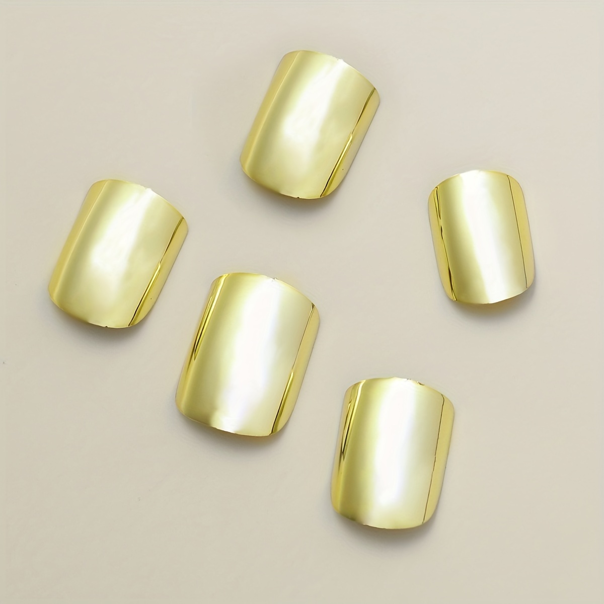 Shiny Punk Style Metallic Golden Color Press On Nails - Temu