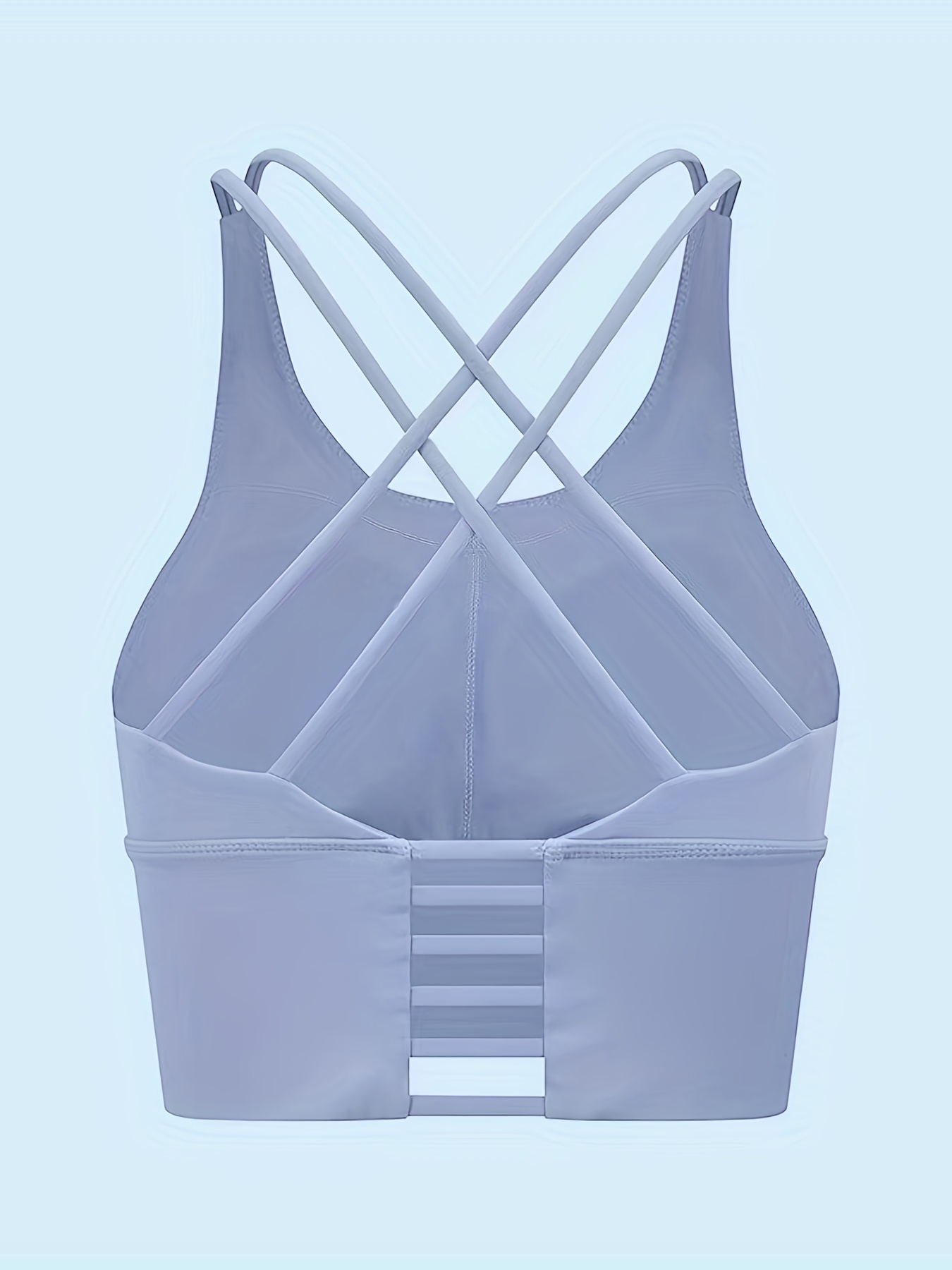 Solid Wide Strap High Impact Sports Bra Criss Cross Back - Temu