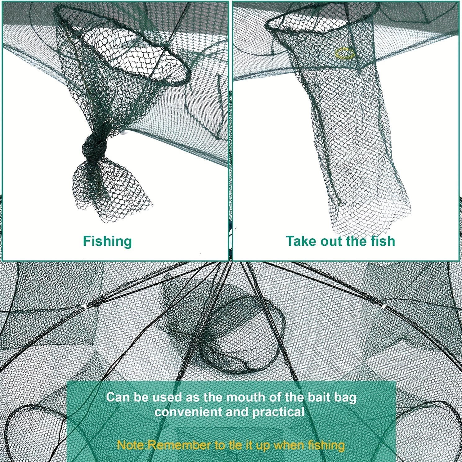 jianxin> Foldable Nylon Fishing Net Crab Fish Crawdad Shrimp Minnow Bait  Trap Drift Cage