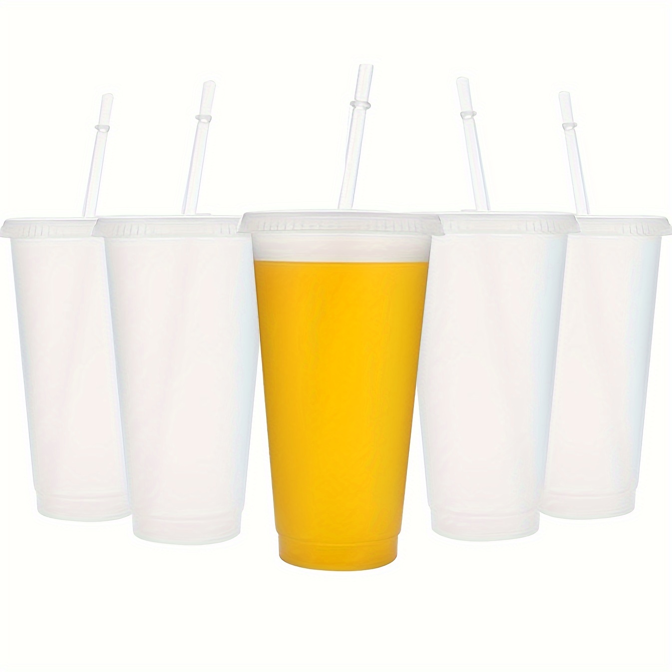 5 Bicchieri Plastica Riutilizzabili 24 Once Cannuccia E - Temu
