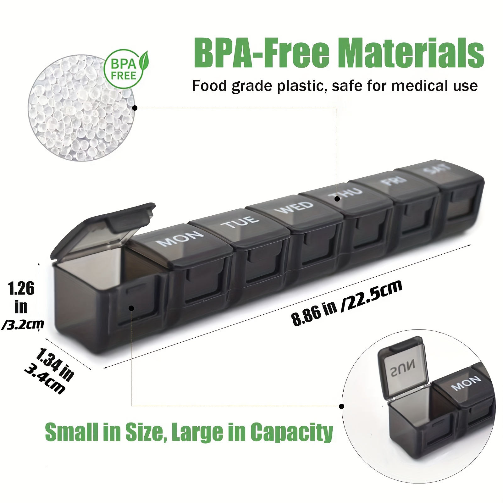 Extra Large Weekly Pill Organizer with 7 Oversize Compartments