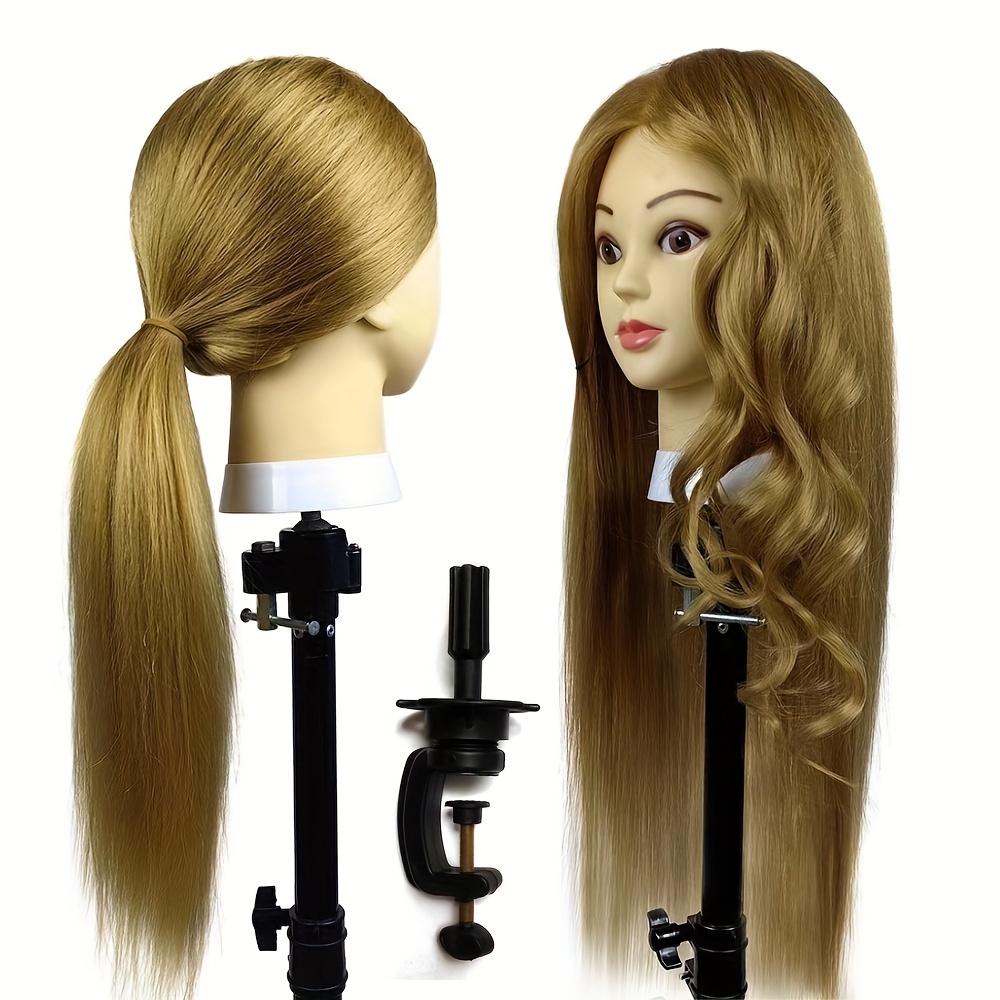 Mannequin Head 70% Real Human Hair, 26'' Cosmetology Training Mannequin  Head for Braiding Hair Styling Hairdressing Makeup Practice Manikin Doll  Heads