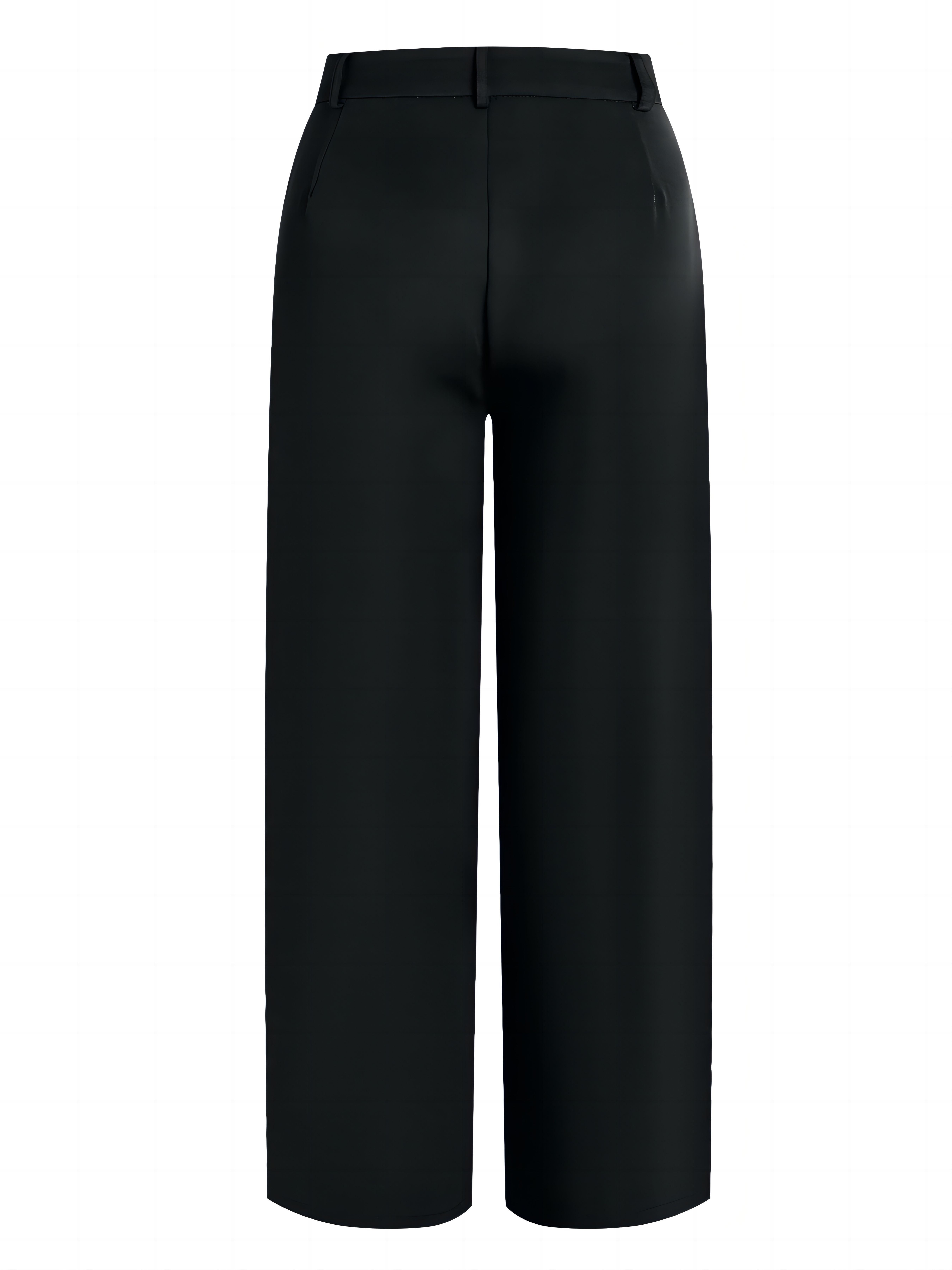 Solid High Waist Pleated Tailored Pants Elegant Long Length - Temu