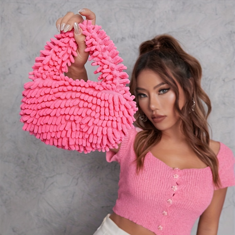 Women's Faux Fur Hobo Bag Plush Clutch Purse
