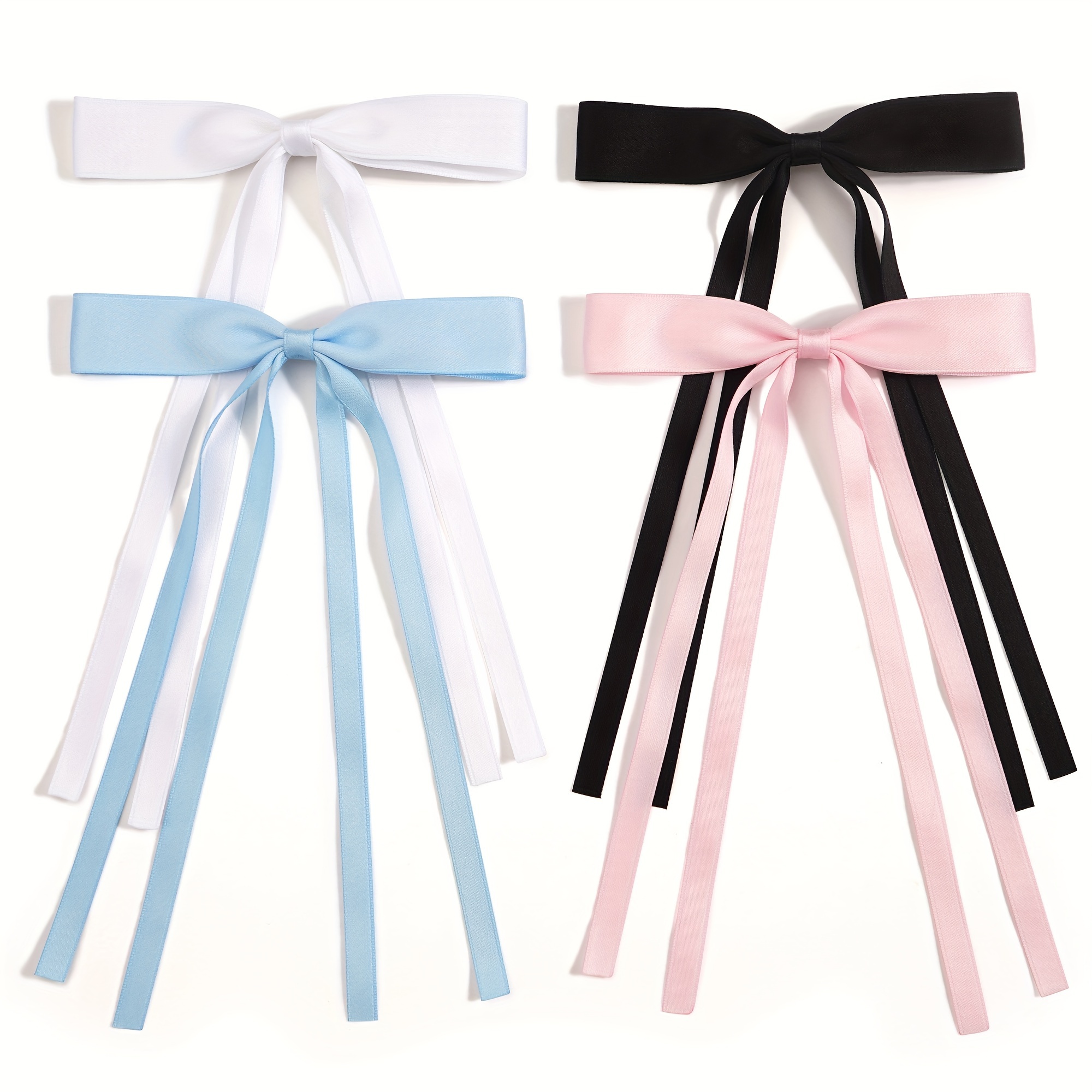 Bow Streamer Side Clips Set Elegant Long Ribbon Bow - Temu