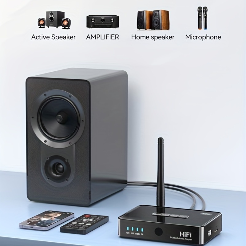 Esinkin adaptador de audio Bluetooth para reproducción de música en sistema  de sonido, adaptador de audio inalámbrico, funciona con teléfonos