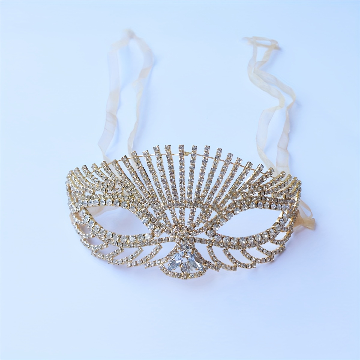 Sexy Exaggerated Big Rhinestone Mask Sparkling Hollow Out Half Face Mask  Stylish Party Stage Performance Eye Mask