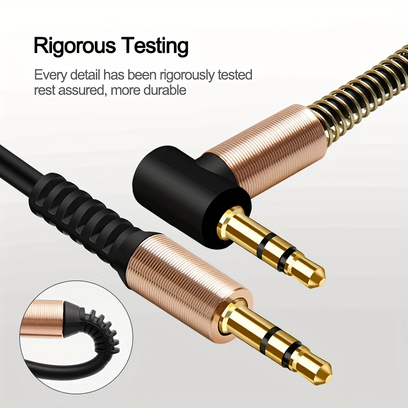 Headphone Audio Cable, Spring Coiled Durable Male To Male