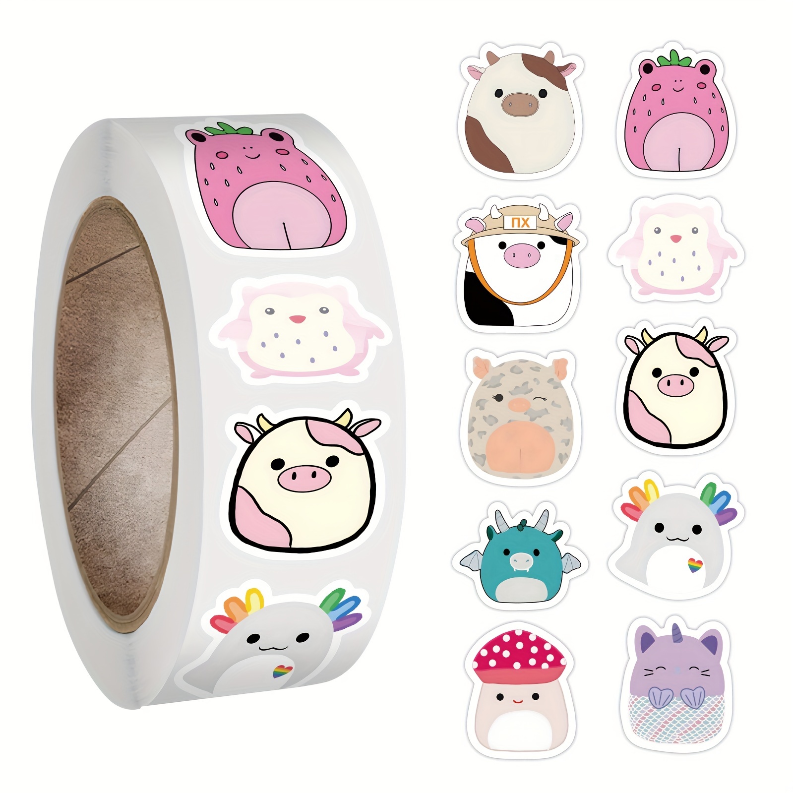 500pcs Cute Animal Stickers Roll Cute Stuffed Animal Stickers For ...