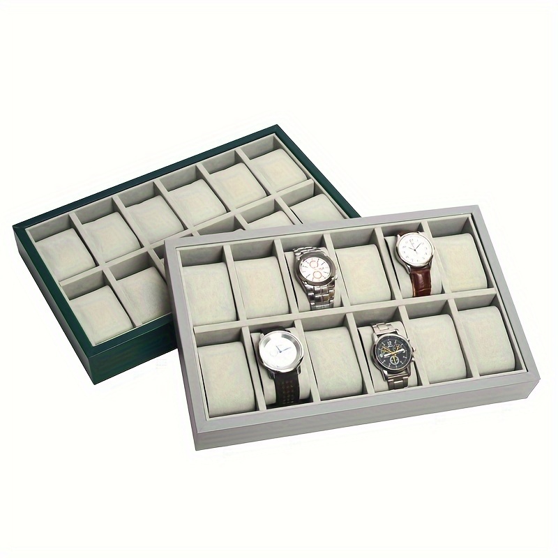 Stackable Watch Tray with Lid, 6 Compartment