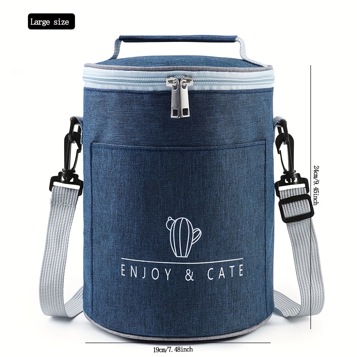 1pc Large Capacity Portable Lunch Bag, Japanese Style Blue Insulated Lunch  Tote Bag For Picnic, Camping