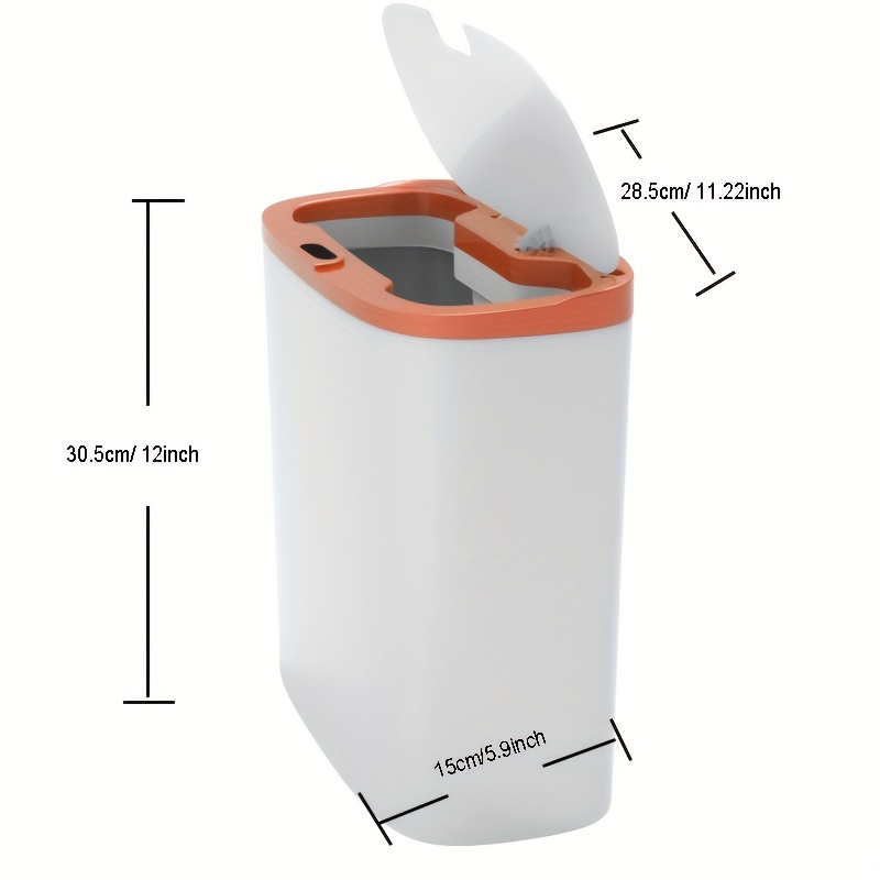 1pc Smart Trash Can 12L (3.17gal), Cubo de basura inteligente de 1pc 12L  (3.17gal), sin contacto, modo dual, sin ruido (se necesita comprar batería  ad