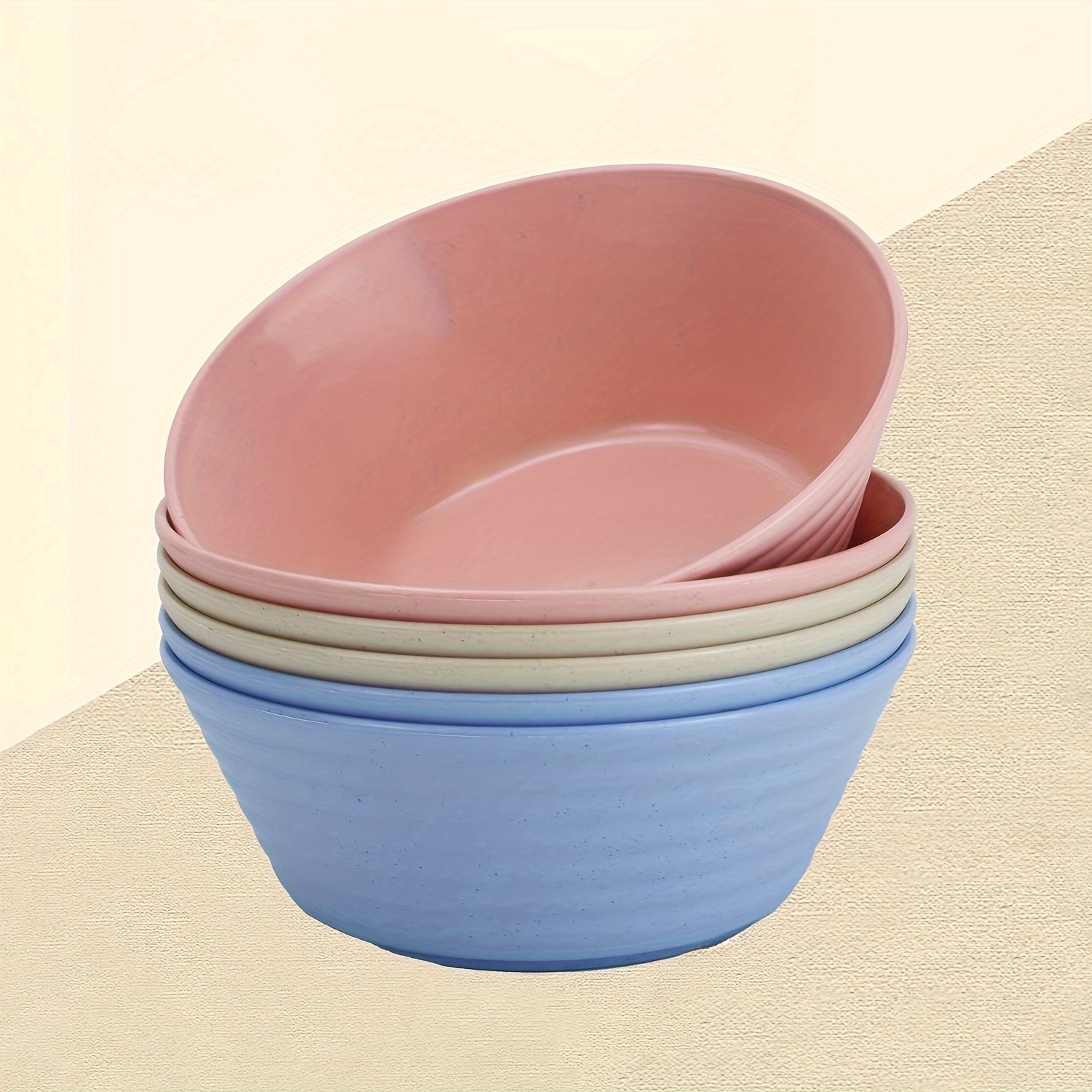 OAVQHLG3B Straw Bowl Sets,4 PCS Cereal Bowl 60 OZ锛孧icrowave and Dishwasher  Safe Bowls,Super Big Bowl Sets BPA Free Bowl Color Bowls