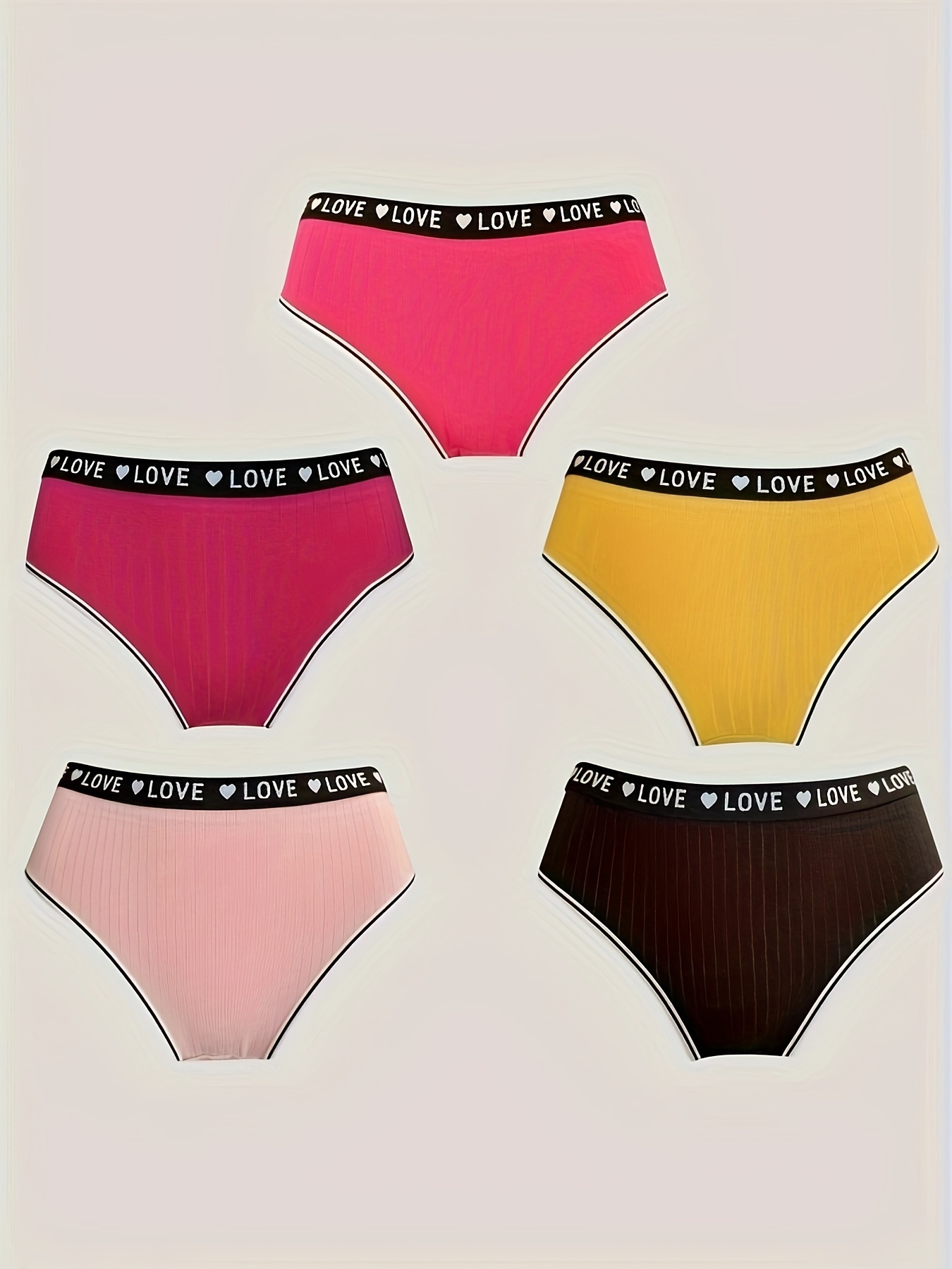 Plus Size Simple Panties Set Women's Plus Ribbed Contrast - Temu