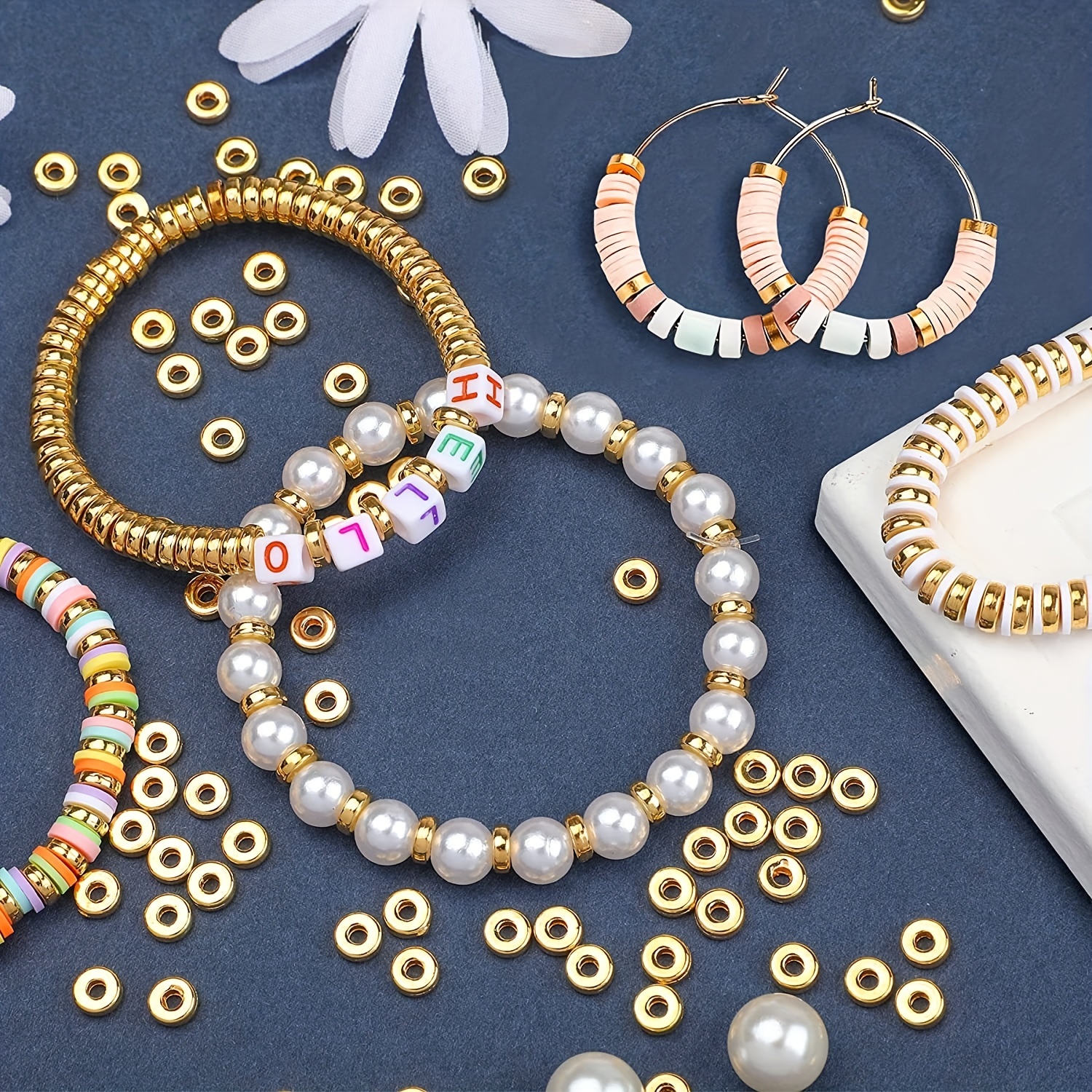 1500pcs Golden Flat Round Spacer Beads, DIY Craft Supplies