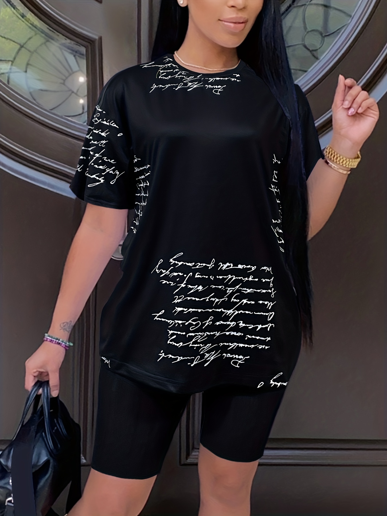 Double Take - Chic Textured T-Shirt & Pants Set