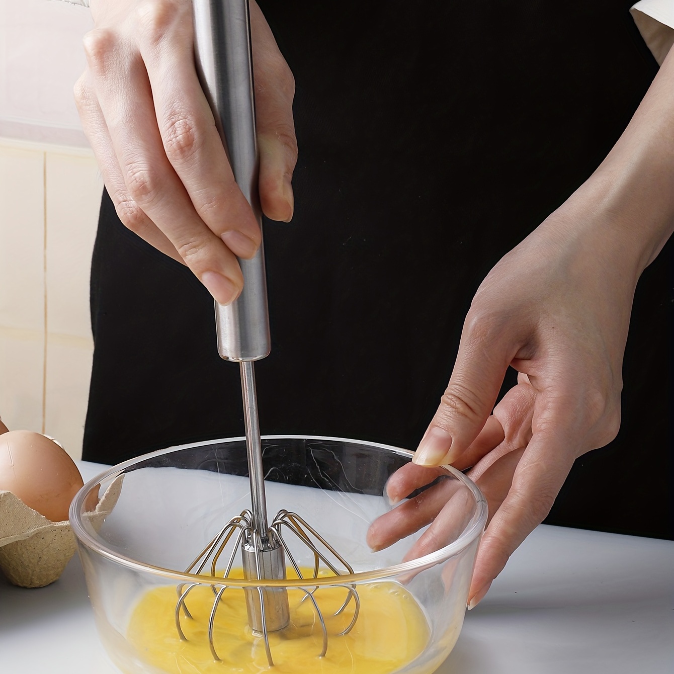 Hand Whisk Mixer Kitchen Tools  Semi Automatic Whisk Eggs - 2023