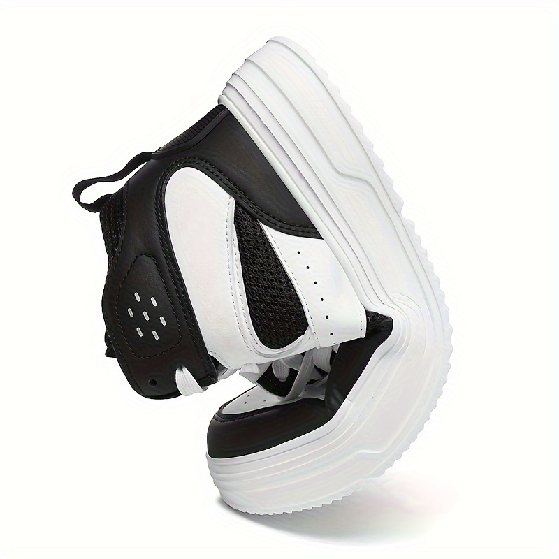 Plus Size Men's Trendy Solid/Colour Block High Top Skate Shoes, Comfy Non Slip Casual Soft Sole Sneakers For Men's Outdoor Activities