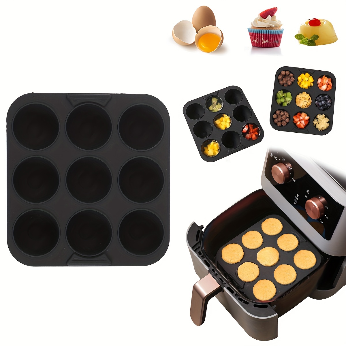 Bakers Cutlery 7 Cavity Silicone Mold Muffin Pudding Mould Bakeware Round  Cup Cake Pan Baking Tray