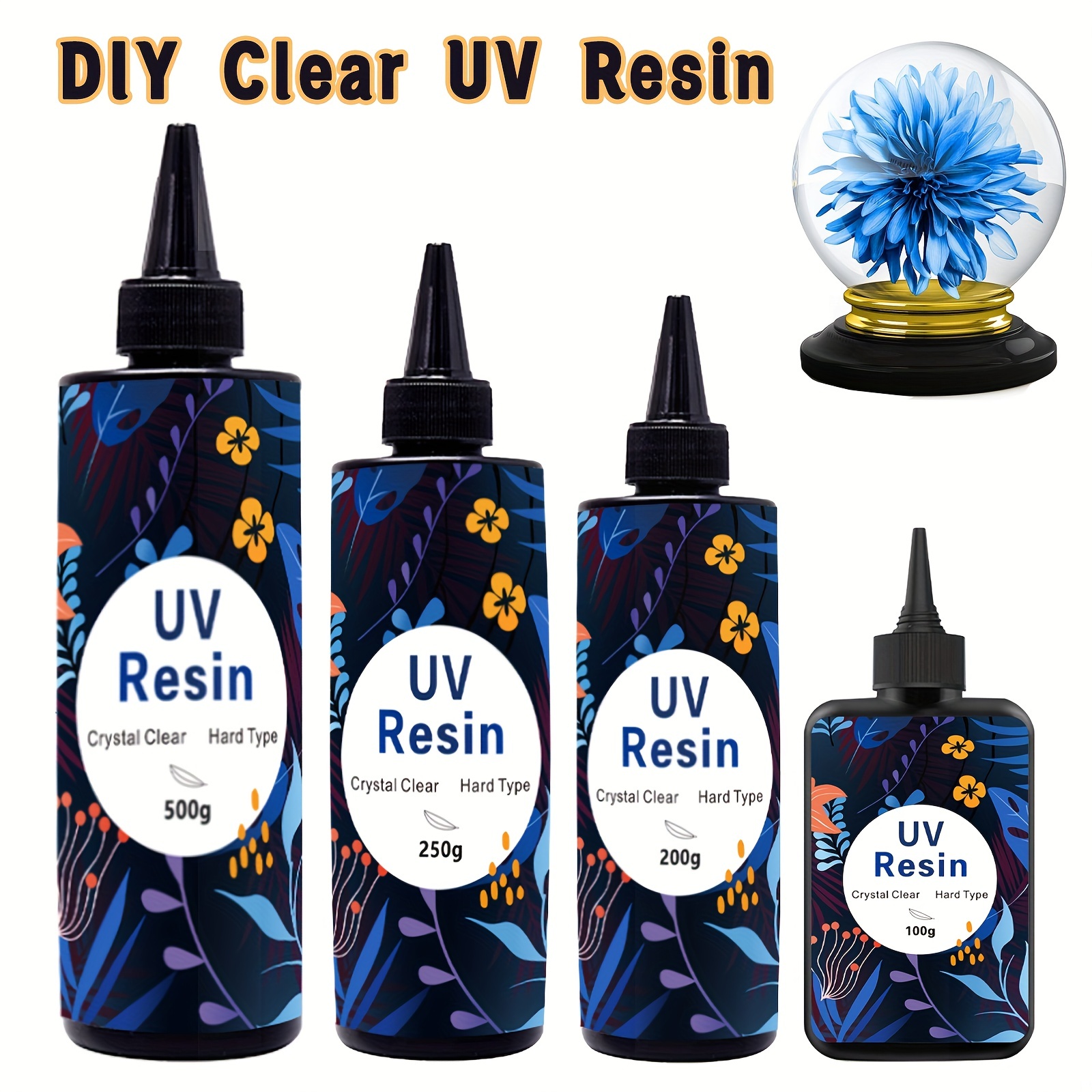 Hard UV Resin Glue Crystal Clear Ultraviolet Fast Curing Epoxy Resin Solar  Cure Sunlight Activated for DIY Jewelry Making Tools