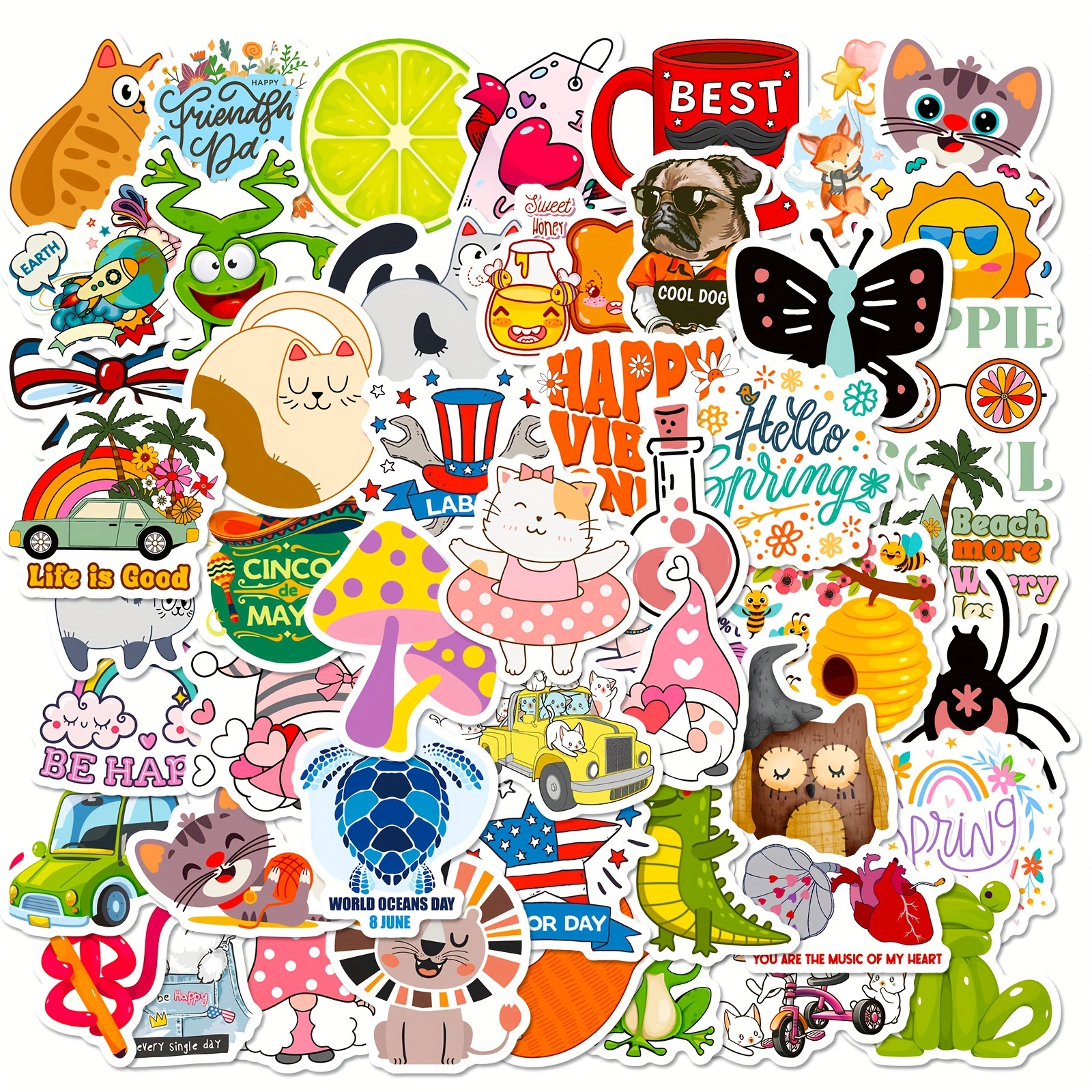 50pcs Cute World Travel Stickers For Kids Toys Book Phone Luggage