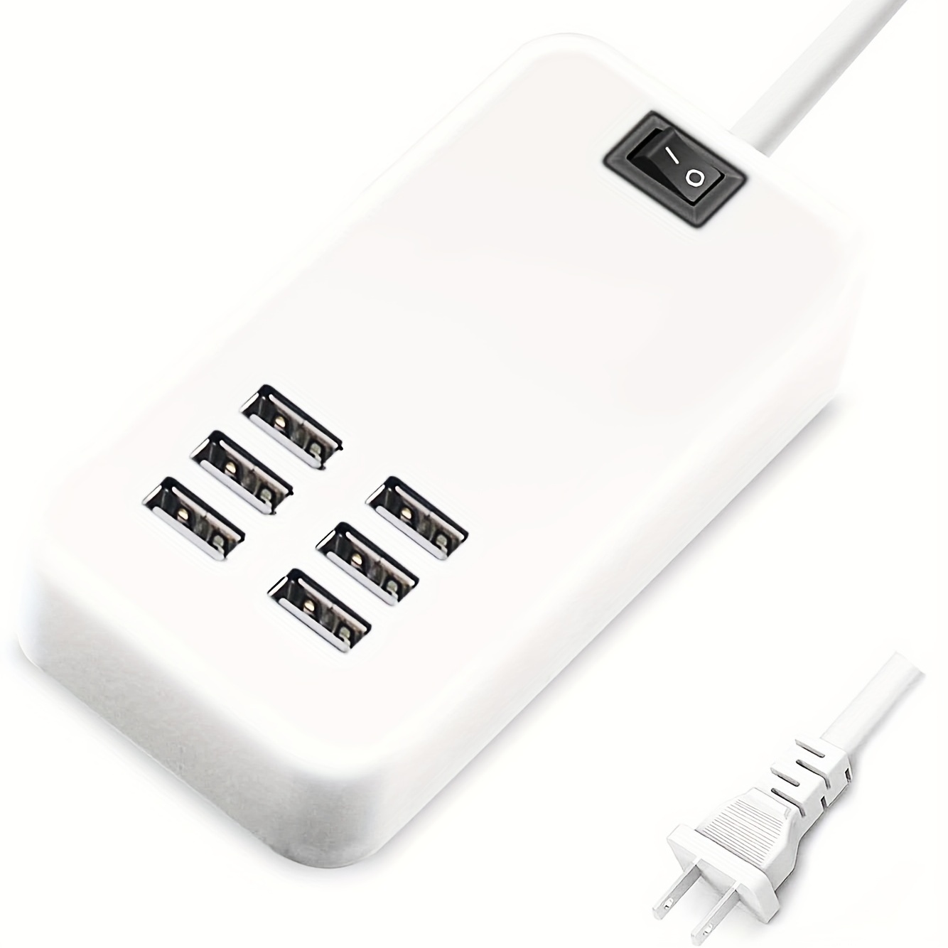 Chargeur USB multiple, station de charge USB 6 ports pour plusieurs  appareils, téléphone, tablette, bande de puissance avec interrupteur ON/OFF