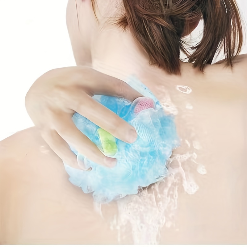 2pcs bath shower loofah sponge bath mesh pouf shower ball body scrubber exfoliating bath sponge for women and men bathroom accessories