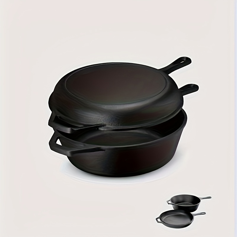 Cast Iron Combo Cooker Pretreated Cast Iron Stew Pans Cast - Temu