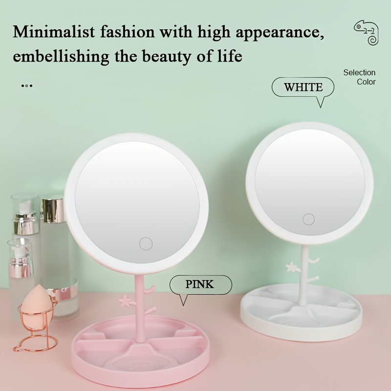 Makeup Mirror Desktop Led Light Large Fill Light Dressing Table Mirror  Desktop Mirror Beauty Mirror With Light Bulb(rechargeable Version)