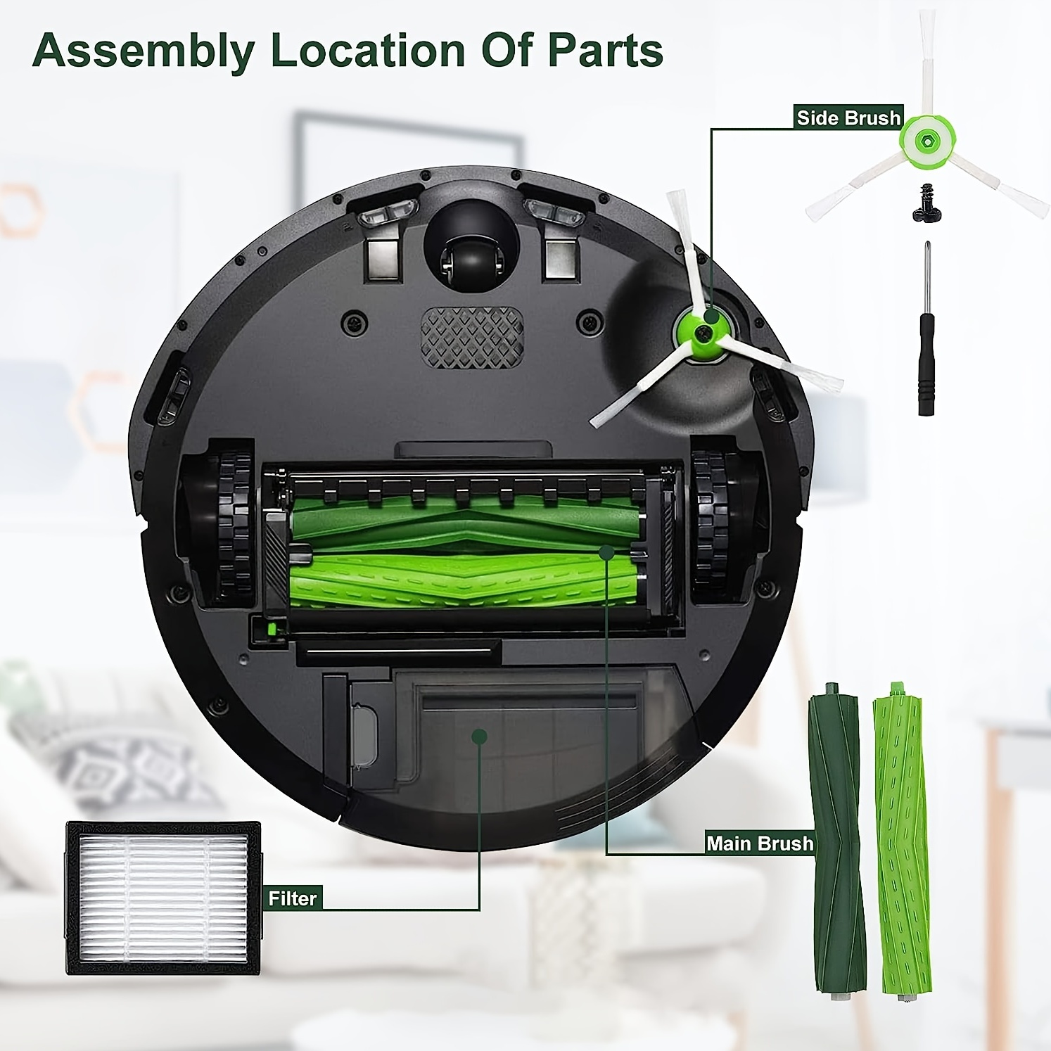 Parts accessories Compatible for iRobot Roomba e5 e6 i1 i2 i3 i4 i5 i6 i7  i8 j5 j6 j7 j8 and all Plus iej Series Vacuum Cleaner 2 Set Roller Brushes  8
