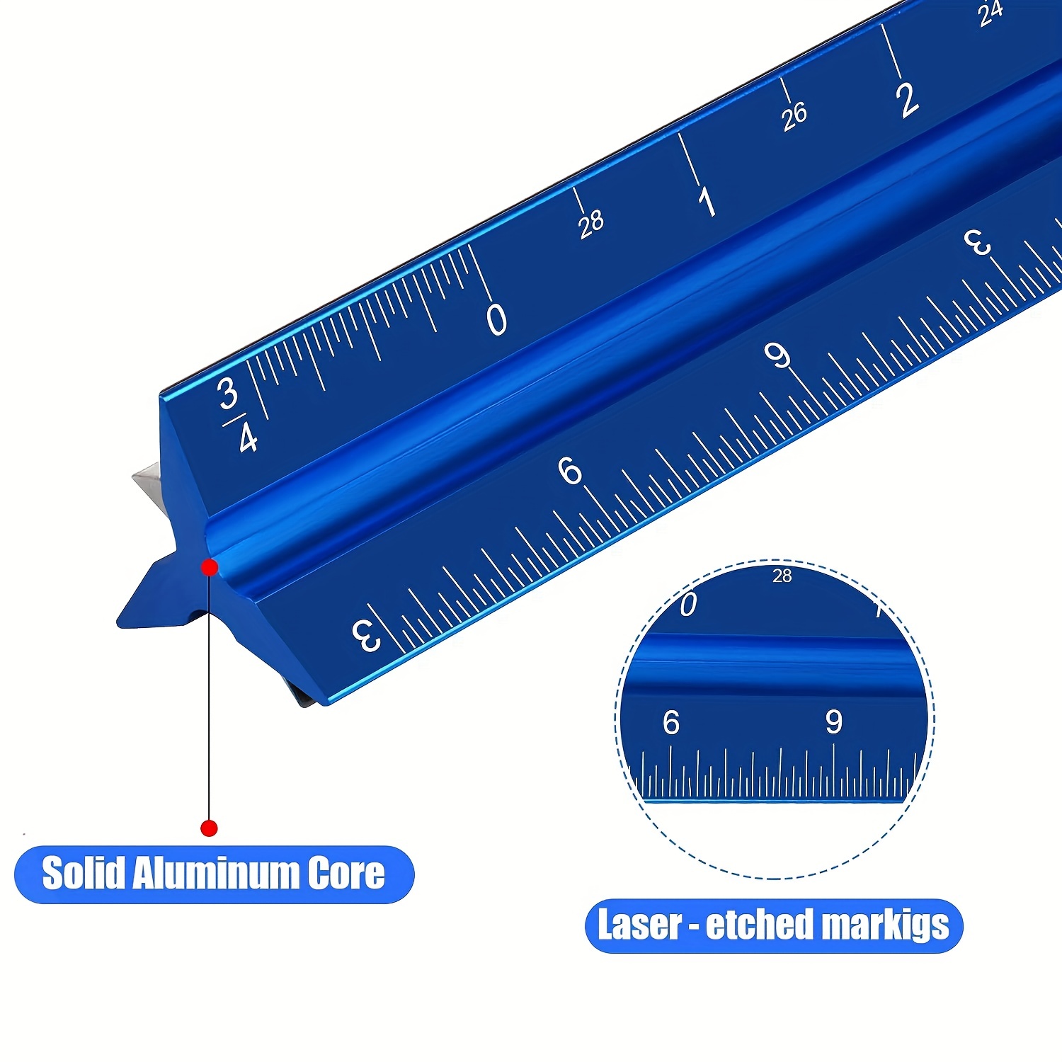 Offidea Steel Ruler 12 Inch and Steel Ruler 6 Inch Set - Metal Rulers