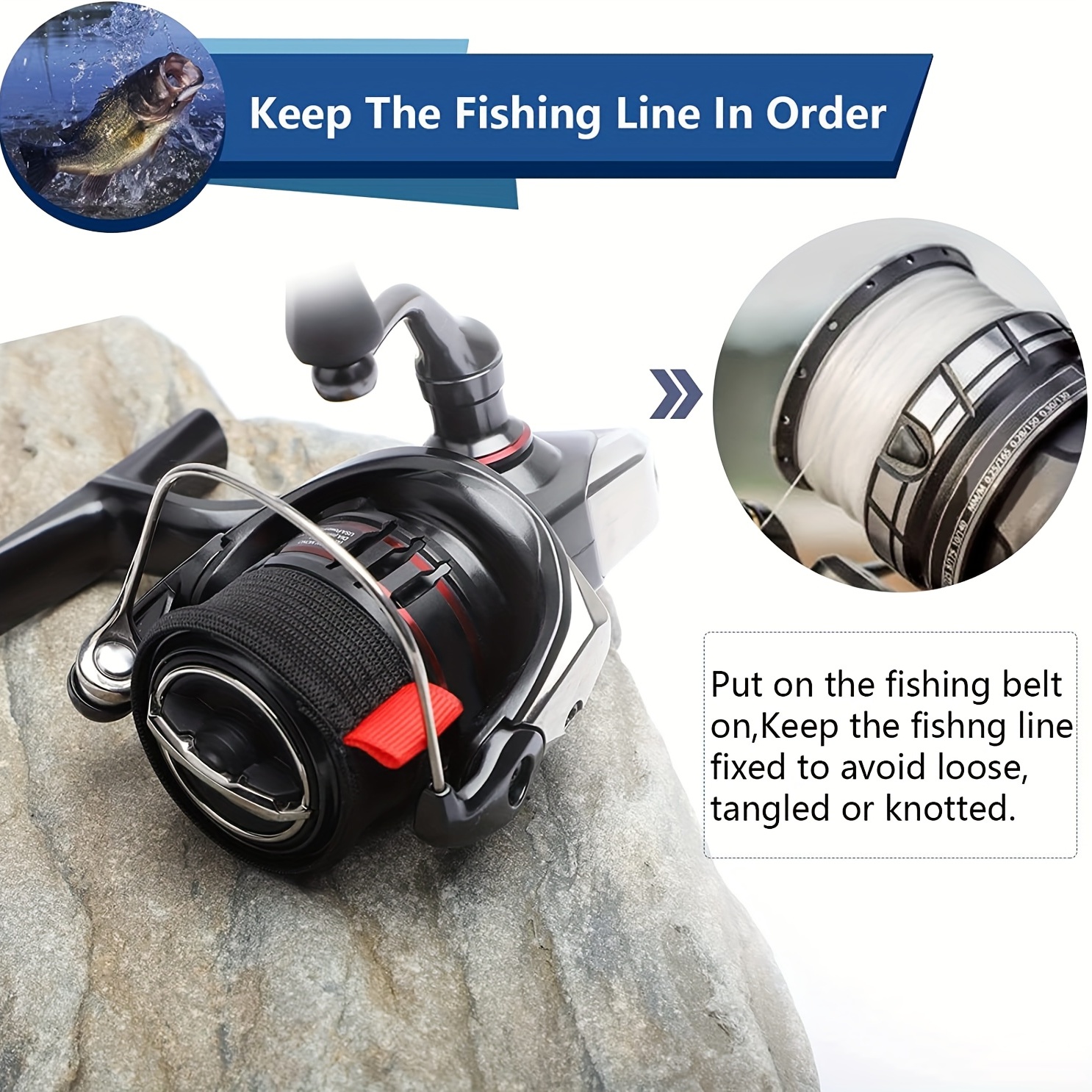 8pcs Fishing Spool Belt, Nylon Elastic Fishing Spool Belt Reel Protection  Band, Fishing Reel Accessories, Outdoor Fishing Equipment