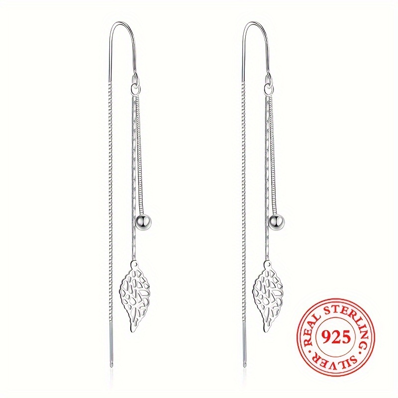 

925 Sterling Silver Dangle Earrings Hollow Leaf Design Match Daily Outfits Party Accessories High Quality Jewelry Special Gift For Her