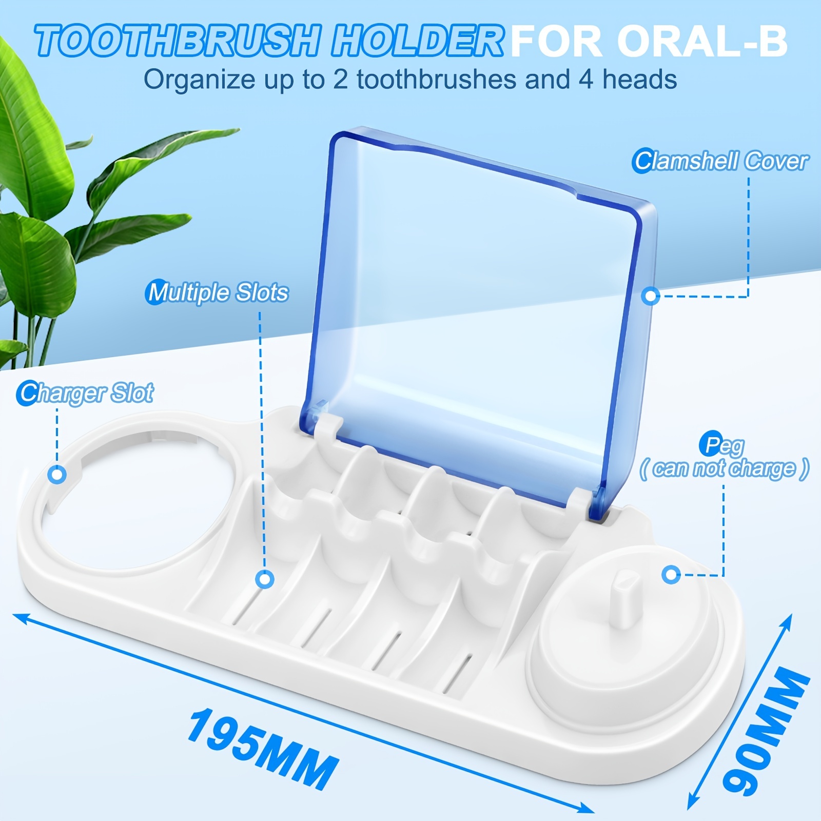 Soporte/soporte para cepillo de dientes eléctrico Oral-B con bandeja de  goteo Individual con soportes para cabezales dobles Soporte para compartir  -  México