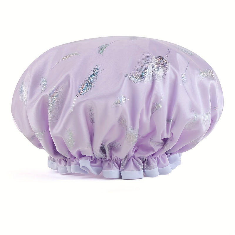 Double Layer Shower Cap Waterproof Reusable Bath Hair Hat for Women