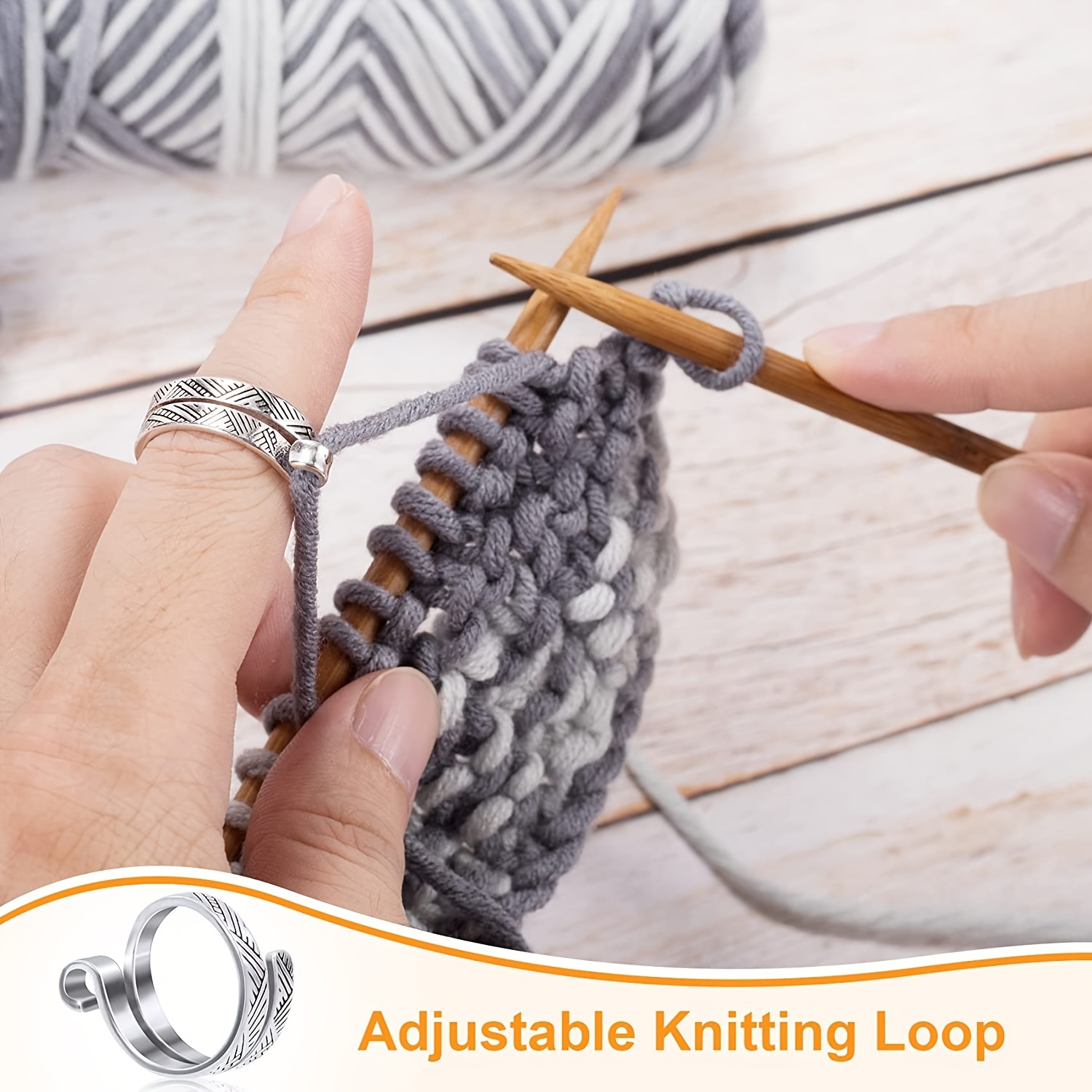 2 paquets d'anneaux de boucle de crochet à tricoter pour les doigts, anneau  de tension de crochet réglable, porte-doigts de guide de fil ouvert en  métal, cosses à tricoter pour crochet 