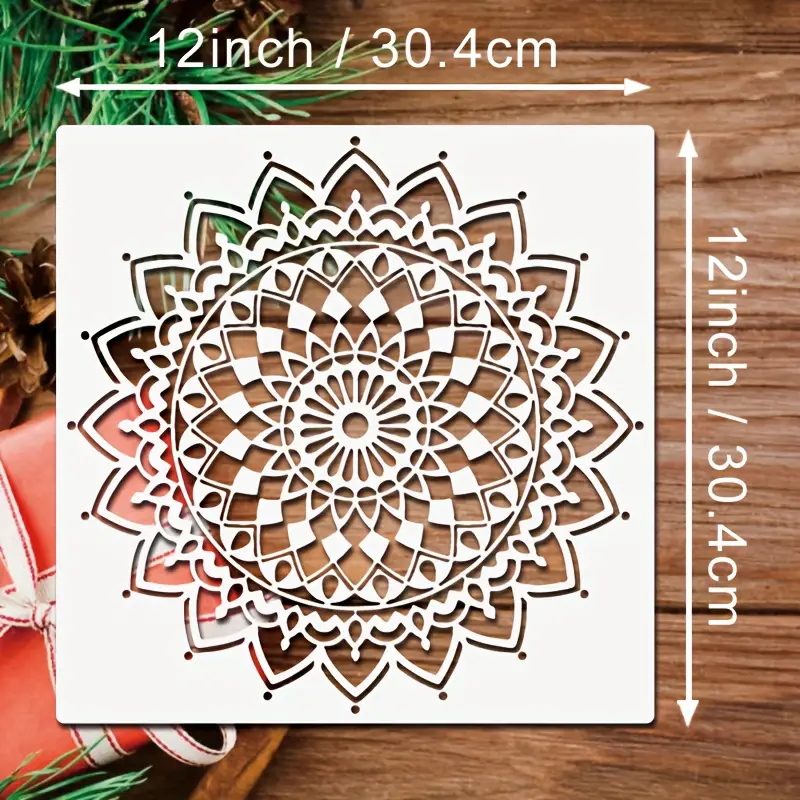 1pc Mandala Stencils For Painting, 12 Inch Reusable Floral Design Mandala  Painting Templates Mandala Drawing Craft Stencil For DIY Wall, Tile, Furnitu