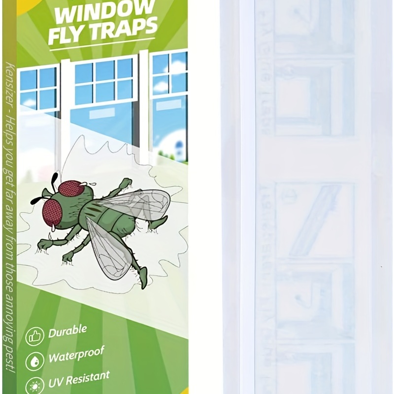 50 Pack Fly Window Traps,Fly Paper Sticky Strips,Fly Trap Tape Clear Window Fly Traps, Fly Catcher Clear Windows Trap for House Waterproof Fruit Fly