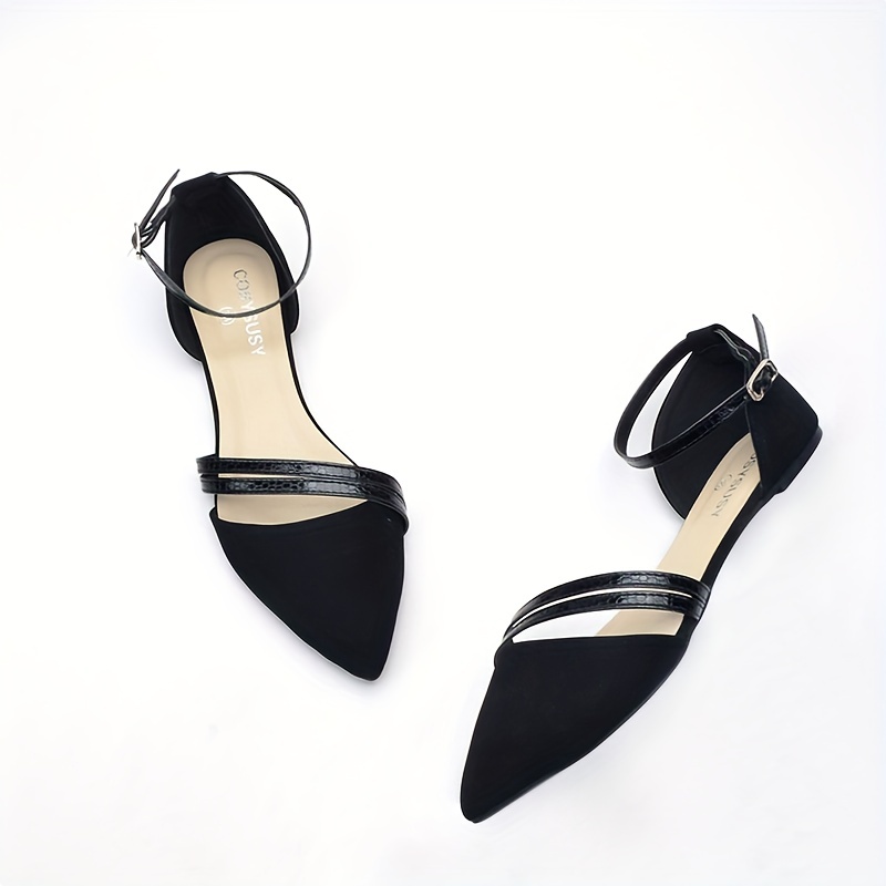 Women's Flat Sandals Lightweight Pointed Toe Buckle Strap Shoes