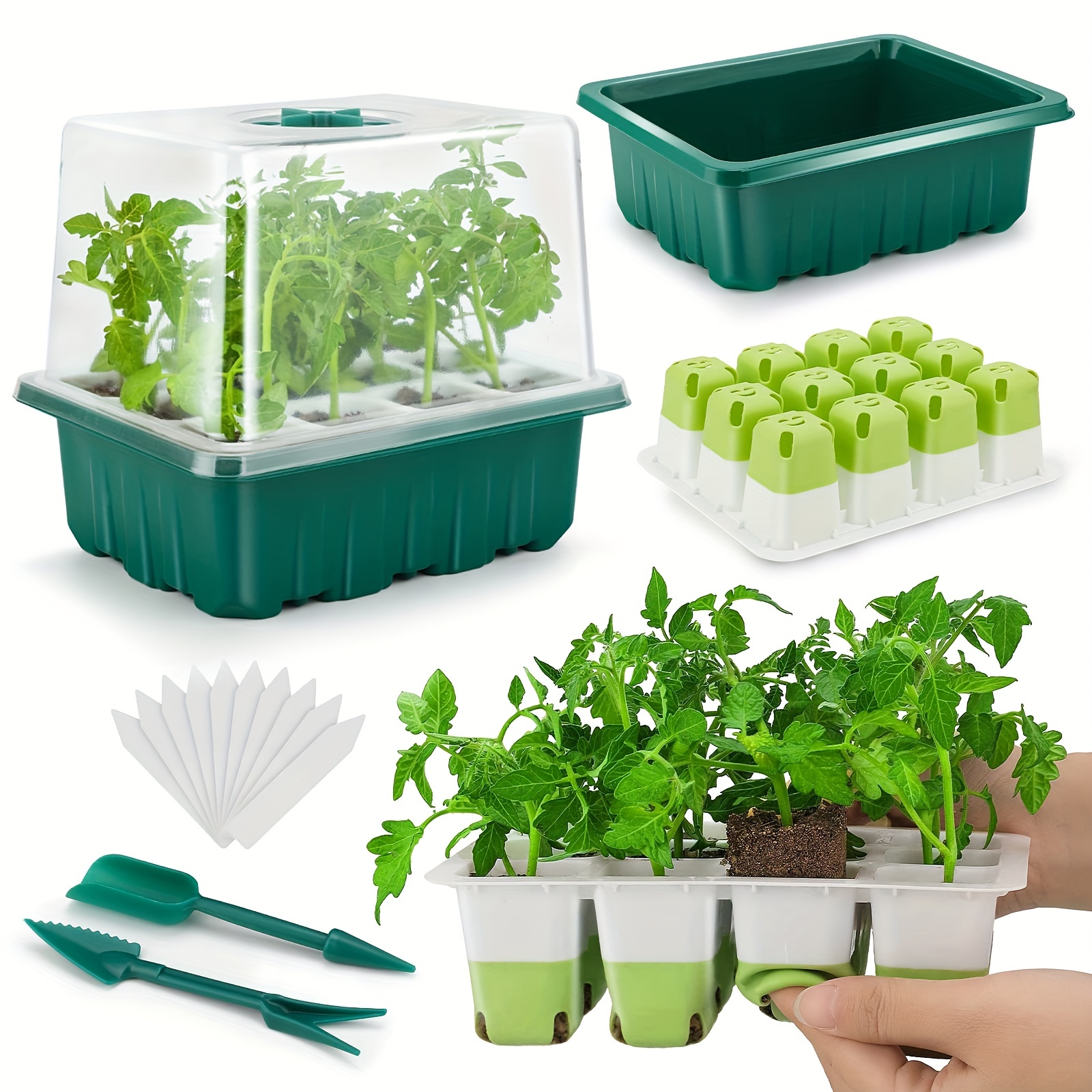 Silicone Seeds Starter Tray Seeds Starting Trays With 12 Cells Mini  Greenhouse Germination Trays For Seeds Growing Germinating