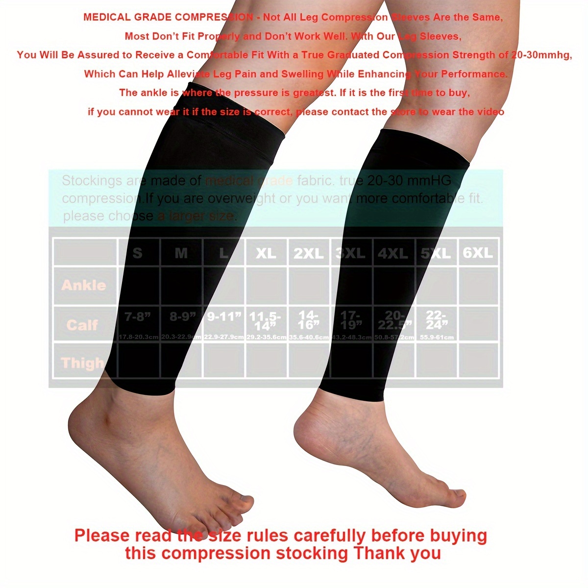 Compression Socks, Varicose Vein Calf Sheath Elastic Socks for Running,  Nursing, Athletic Sports