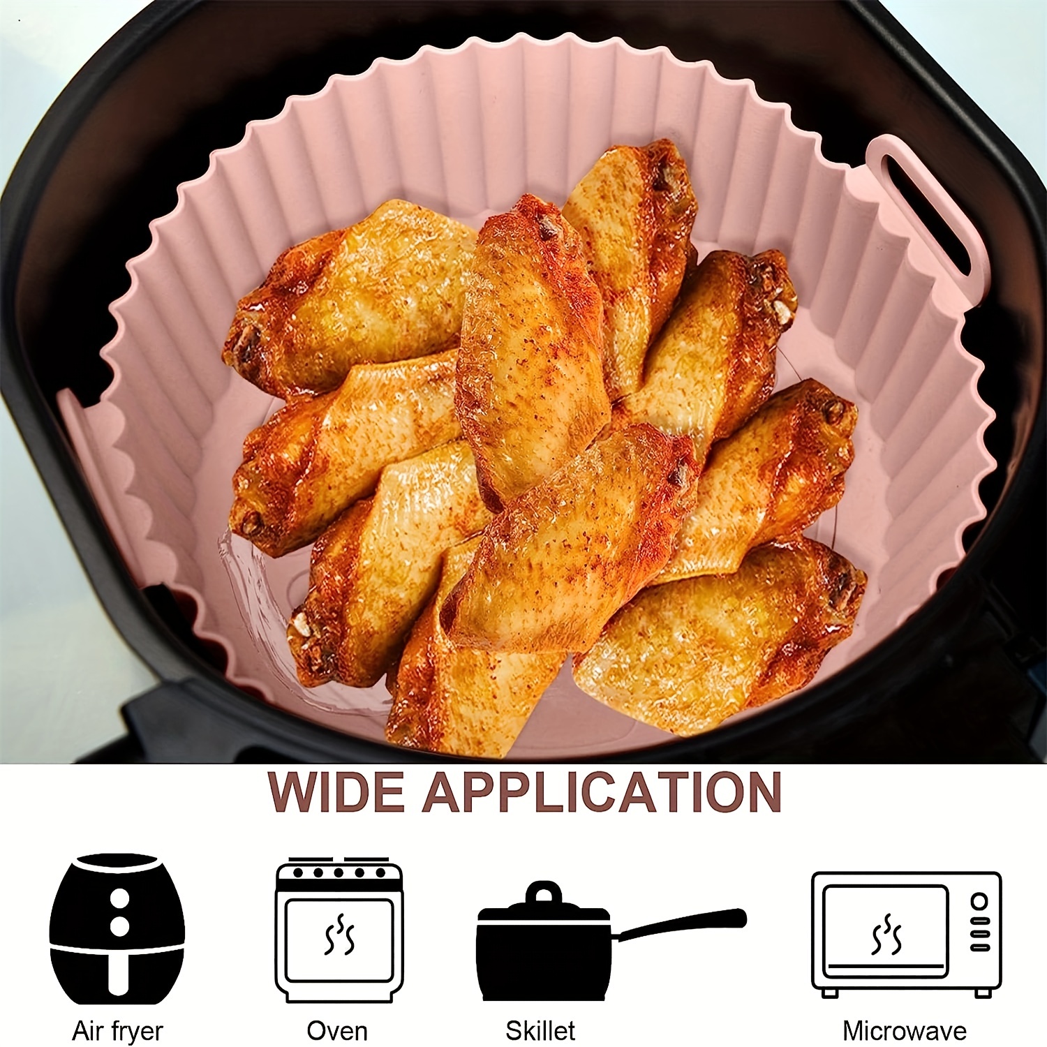 1Pcs Air Fryer Food Grade Reusable Liner Silicone Anti-slip Round