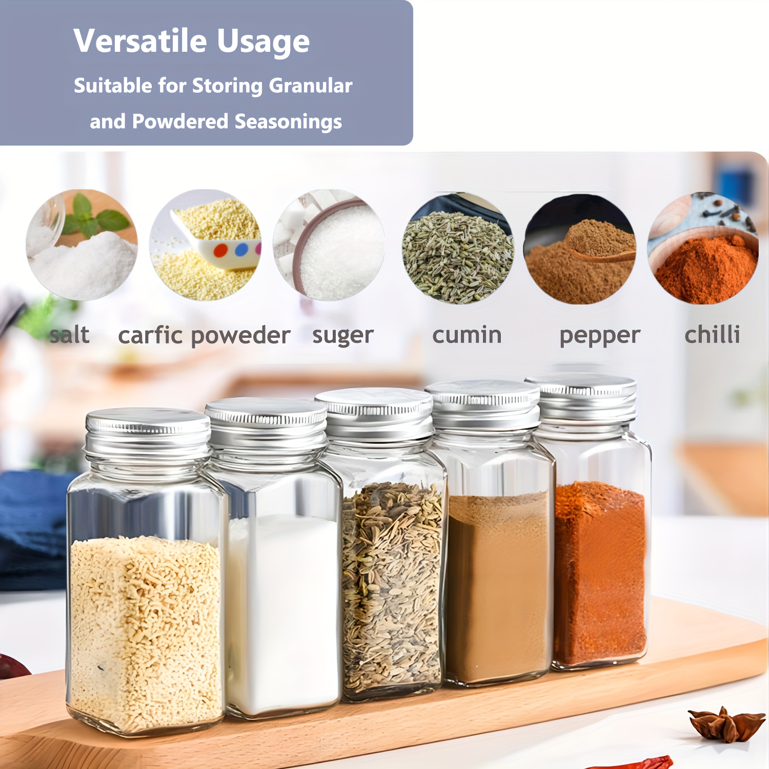Glass Spice Jars With Labels, Shaker Lids, Airtight Metal , Funnel, And  Cleaning Brush - Organize And Store Your Spices With Ease - Temu