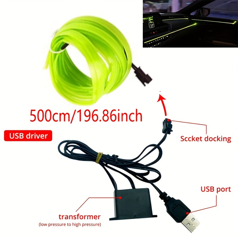 5m neon led car interior lighting strips auto led strip garland el wire rope car decoration lamp flexible tube